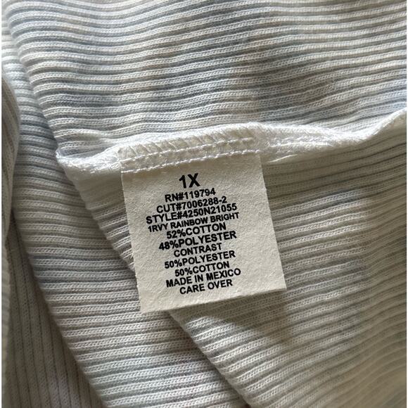 ONE WORLD Womens Plus Size 1X Short Sleeve Embellished Boho Tribal Tunic Shirt - Picture 7 of 8